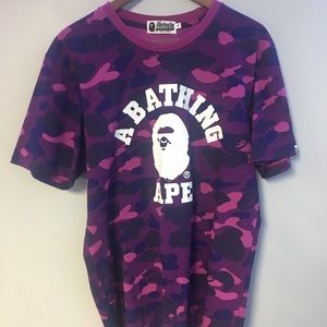 Bape College Head purple camo t-shirt